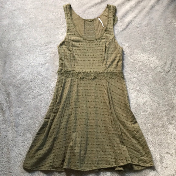 Free People Olive Green Embroidered Lace Dress - Picture 3 of 8